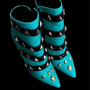 Custom Rock N Roll 80’s Inspired Heeled Studded Booties